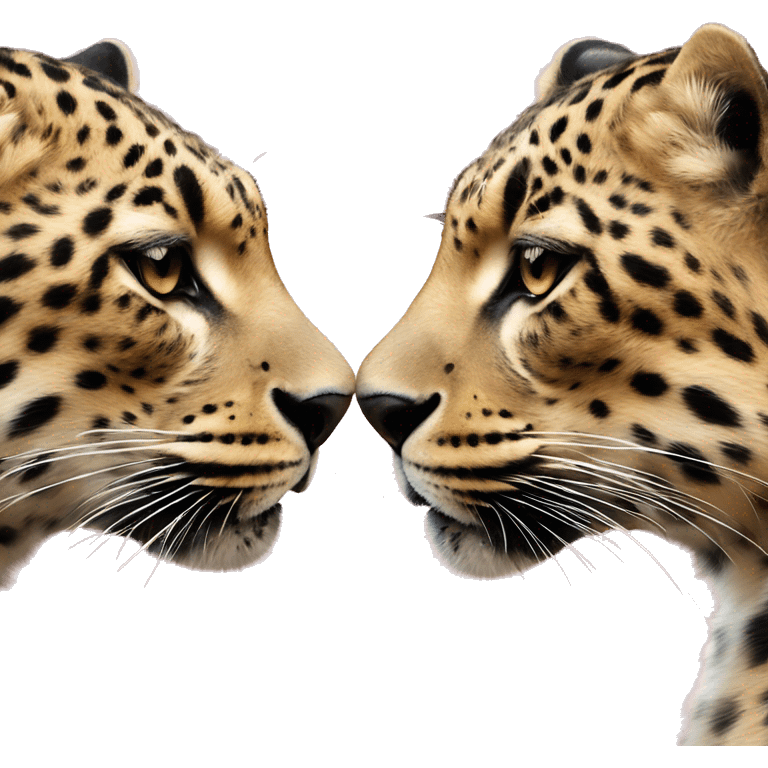 Two leopards love each other, above them there is a pink heart emoji