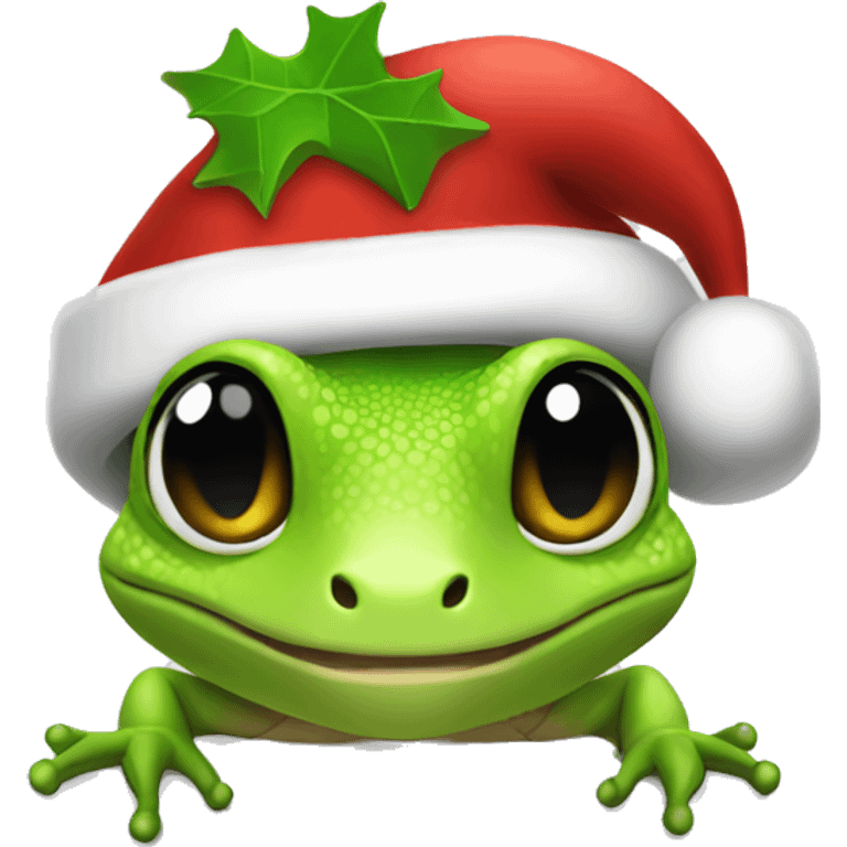 Gecko with Christmas hat emoji