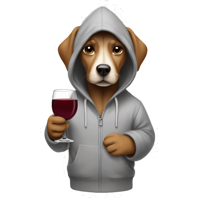 dog wearing a hoodie holding a glass of wine emoji