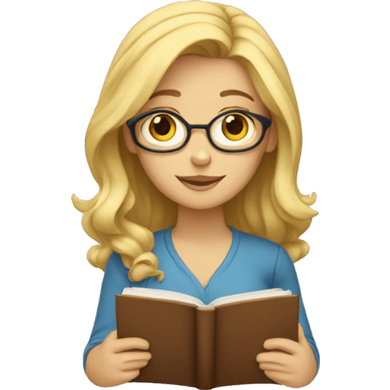 a blonde character with brown eyes studying emoji