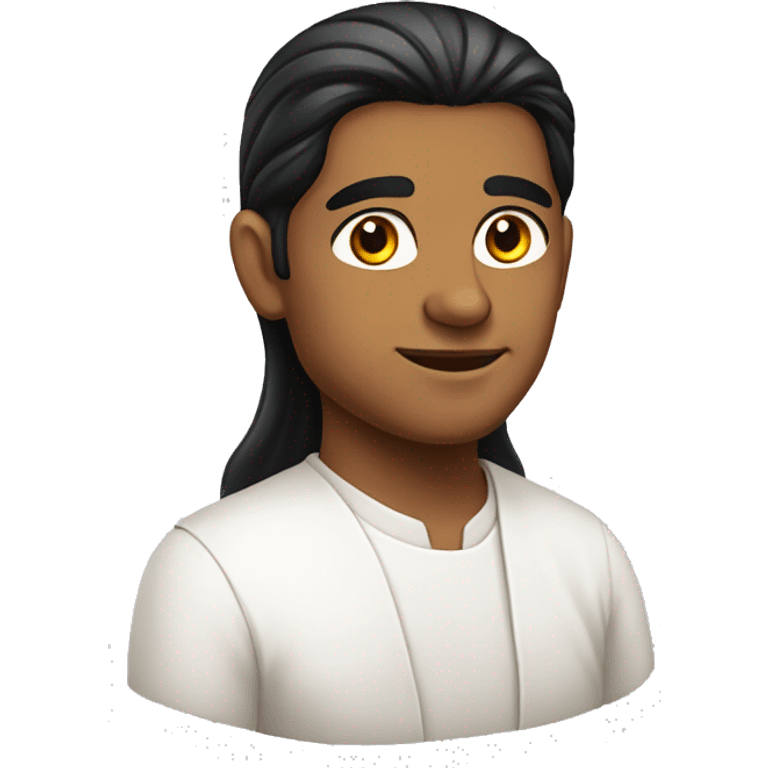 Young South Indian priest with black hair mullet. emoji