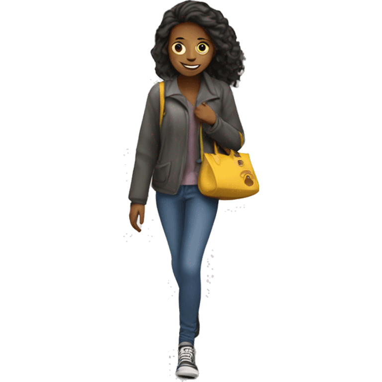 Girl walking to metro train  emoji