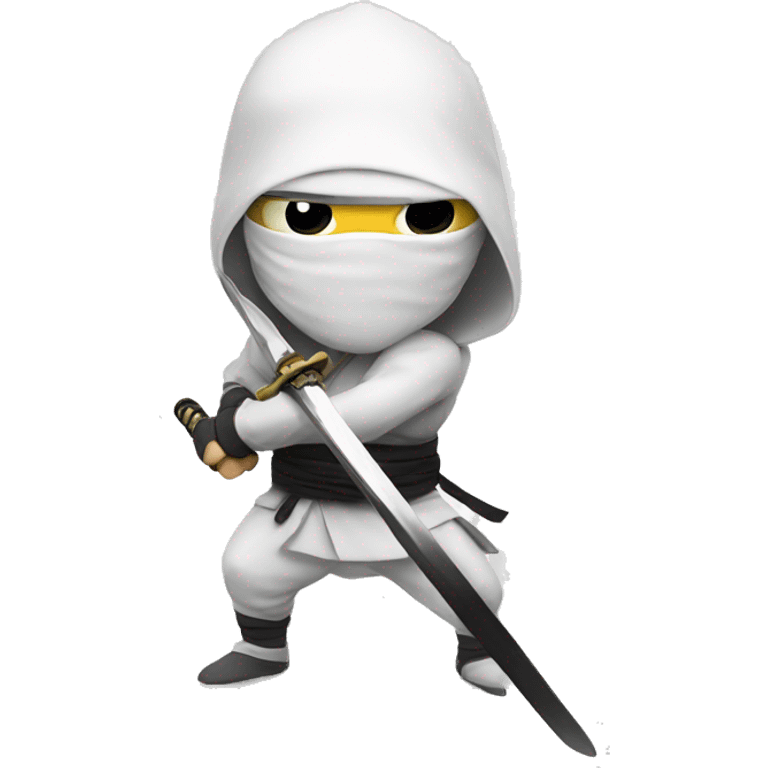 White ninja with sword behind emoji