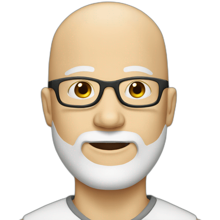 white bald man with beard with glasses emoji