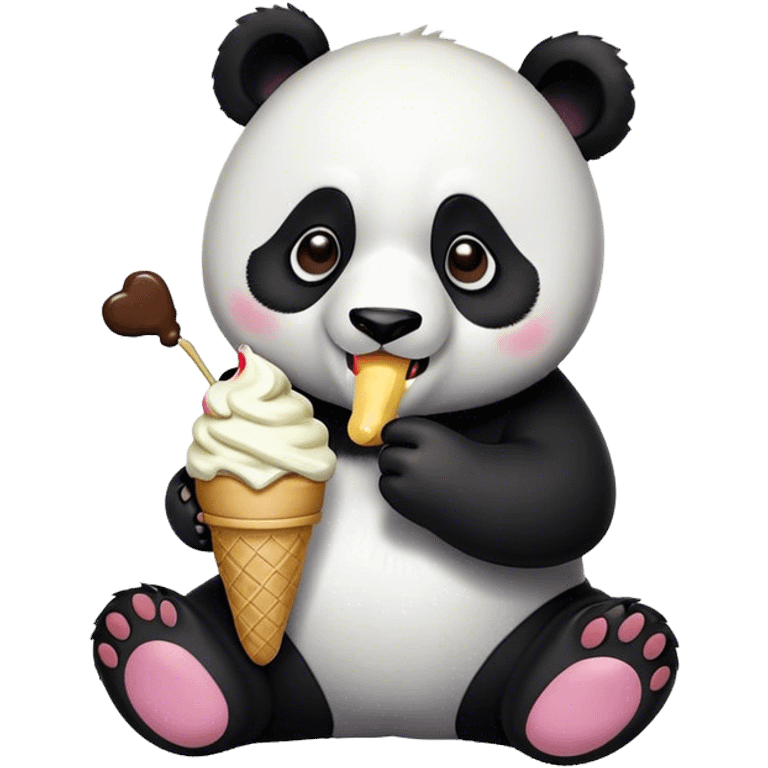 Panda eating ice cream emoji