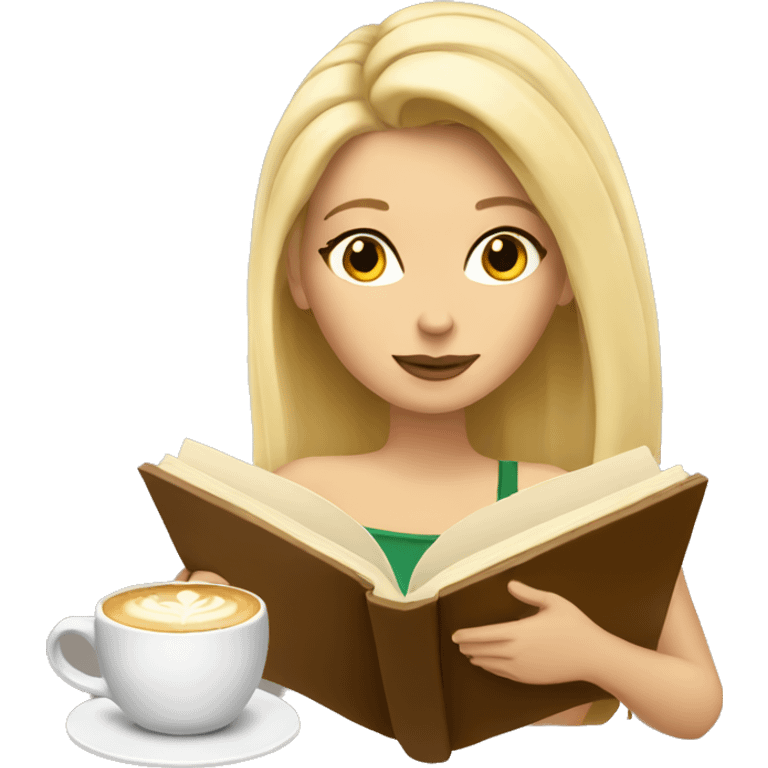 blondie reading a book and drinking a latte emoji