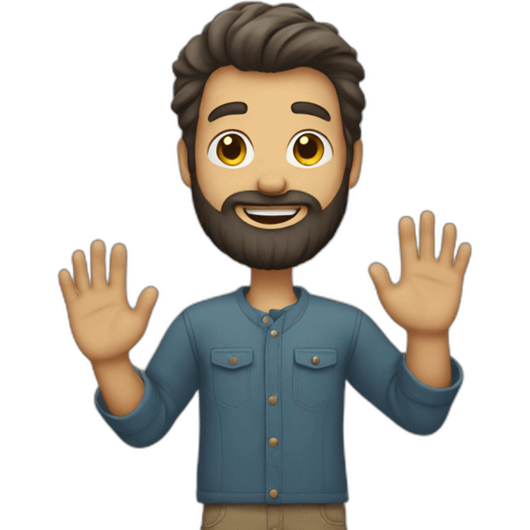 beard guy waving hand  emoji