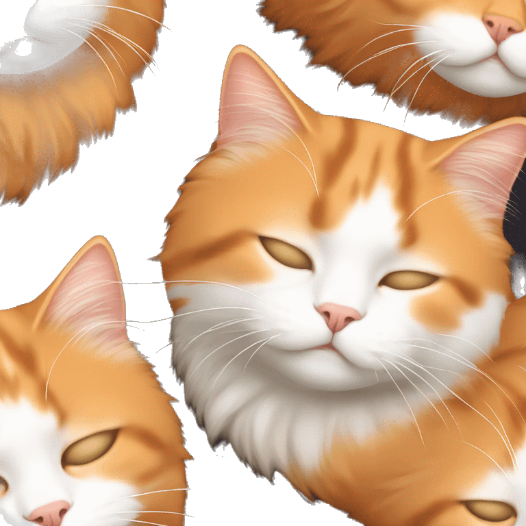 Orange bicolor ragdoll cat curled up sleeping emoji