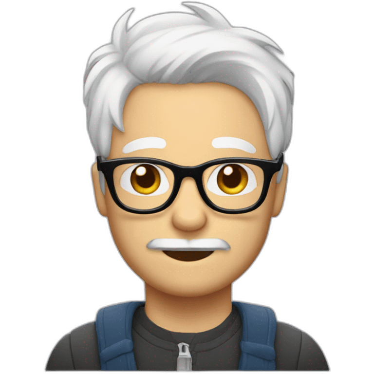 Man with glasses anda westie dog in arms emoji