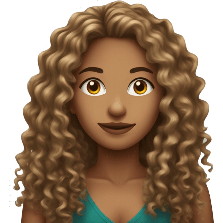 Realistic Brazilian young pretty women with a long curly hair  emoji