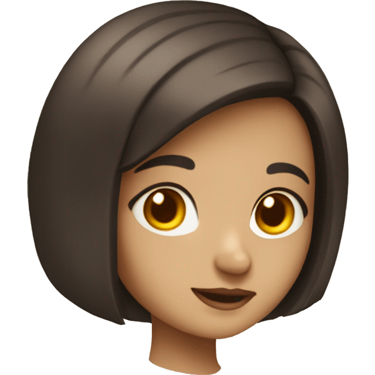 brunette girl with bob hair with book emoji