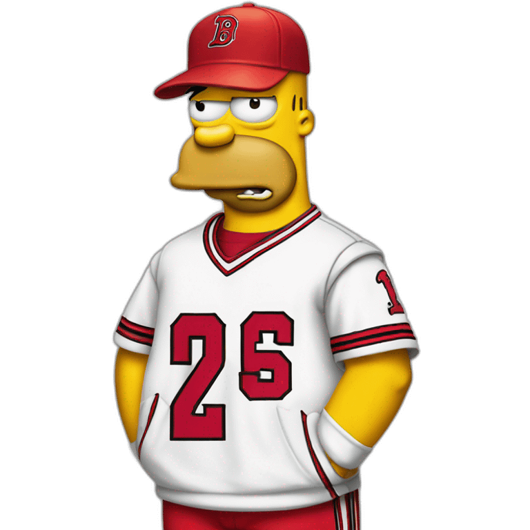 homer simpson wearing a red chikago bulls jersey emoji