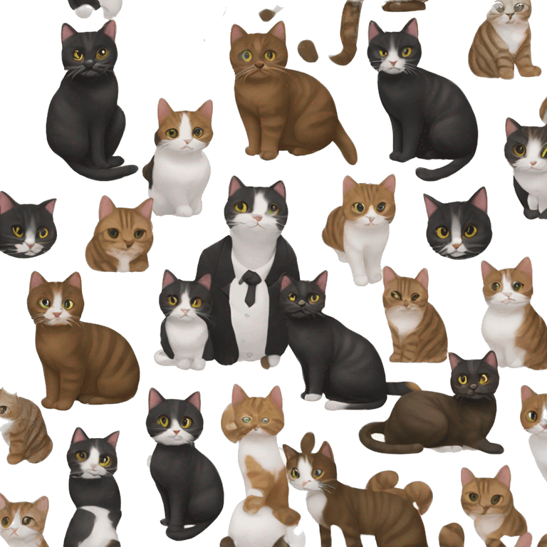 Tuxedo Cat and Brown cat with stripes emoji