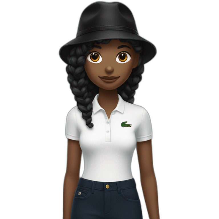 Lacoste bag black girl with black lacoste hat emoji