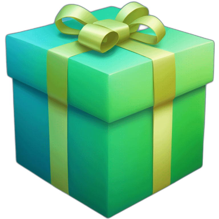 3d smooth gift box with rounded corners gradient blue to green emoji