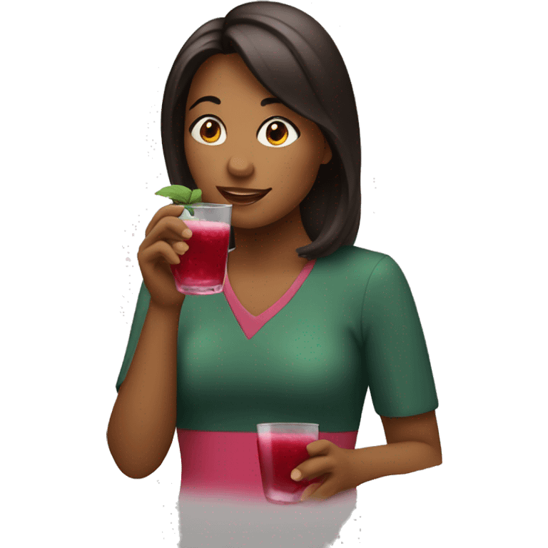 woman drinks cranberry juice emoji