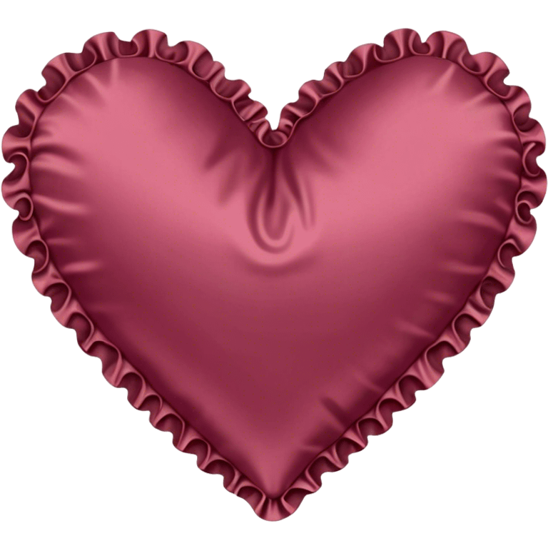 Light burgundy silk heart shaped pillow with ruffles emoji