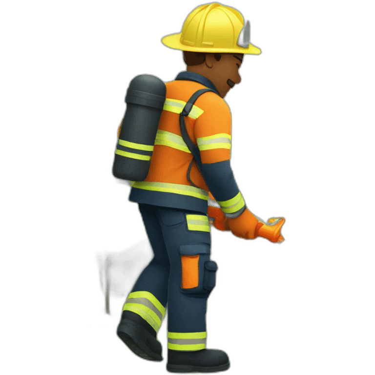 a firefighter watering plants in a garden emoji