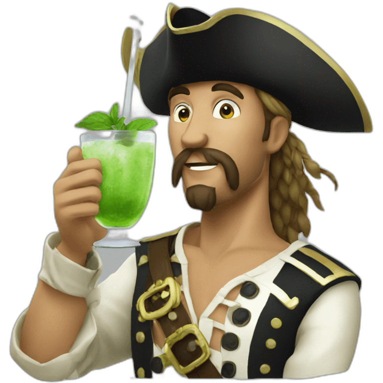 white pirate drinking mojito emoji