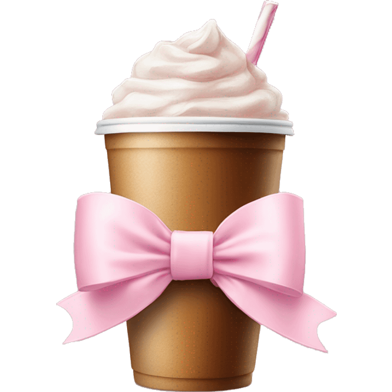 light pink bow on light pink bow on a ice coffe emoji