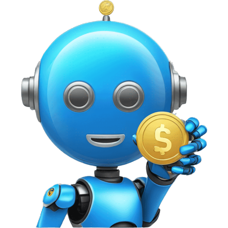 The blue bot holds a coin in its hand ton coin emoji