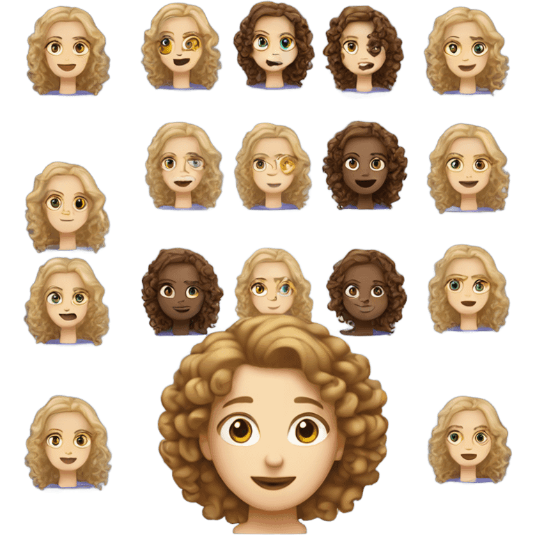 curly white girl with brown and blond in the final of the hair emoji