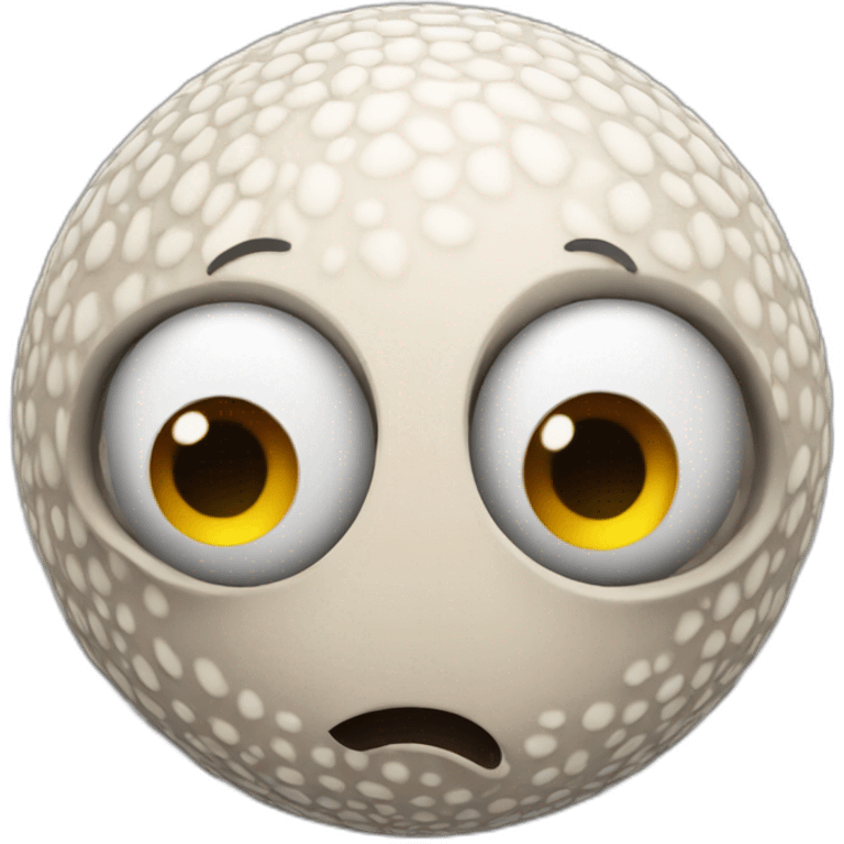 3d sphere with a cartoon wistful skin texture with big childish eyes emoji