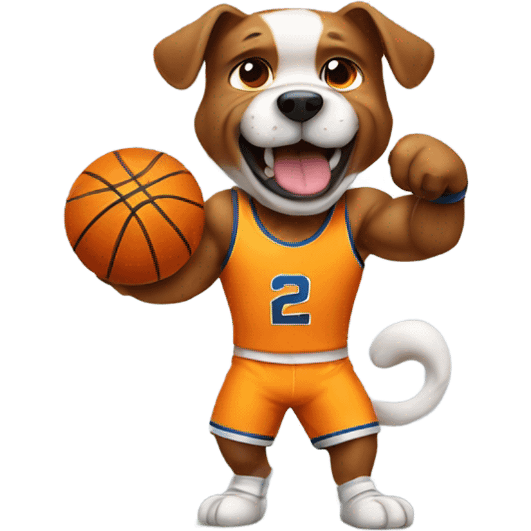 Muscular dog playing basketball emoji