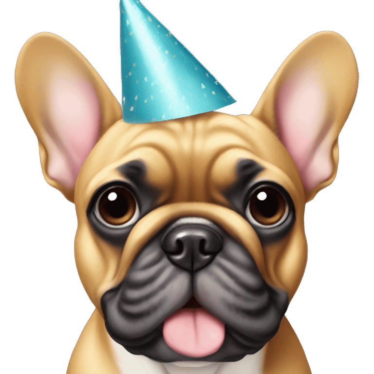 Frenchie with a party hat emoji