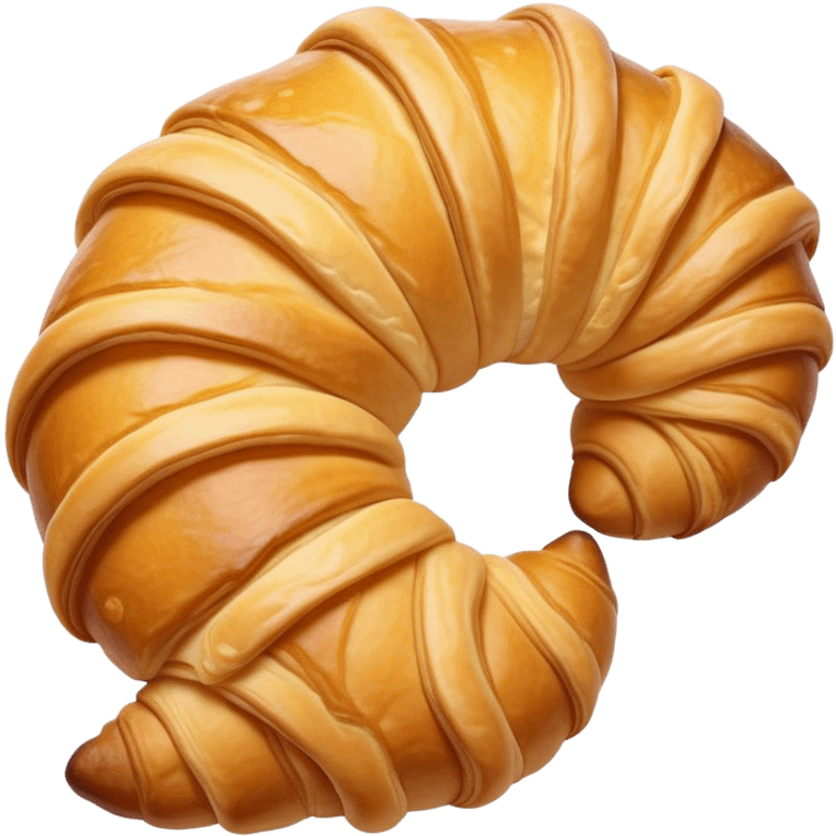 Cinematic Realistic Croissant Pastry Emoji, depicted as a flaky, buttery crescent with a golden, crisp exterior rendered with exquisite detail and warm, inviting lighting. emoji