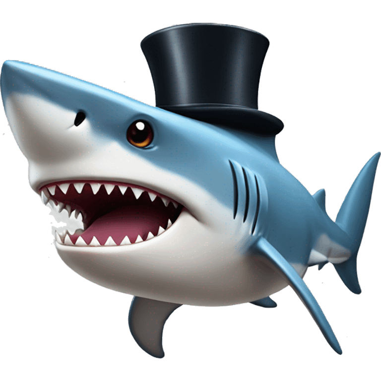 Shark with a top hat emoji