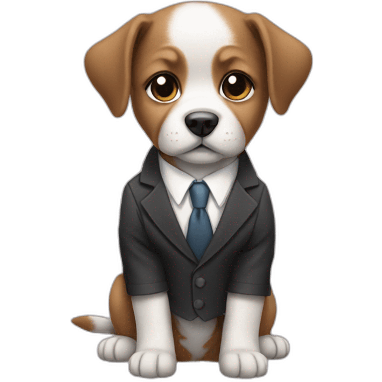 A cute puppy in a suit emoji