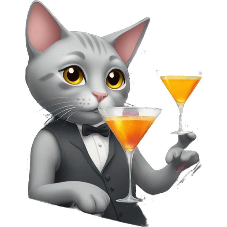 Gray cat drinking a martini and driving a Lamborghini  emoji