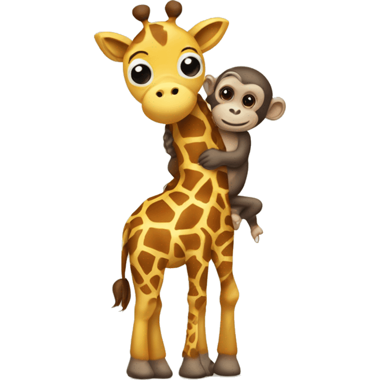 giraffe hugging a monkey emoji