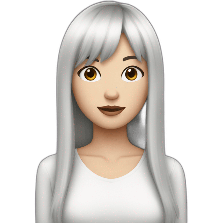 white wimen long black hair with bangs emoji