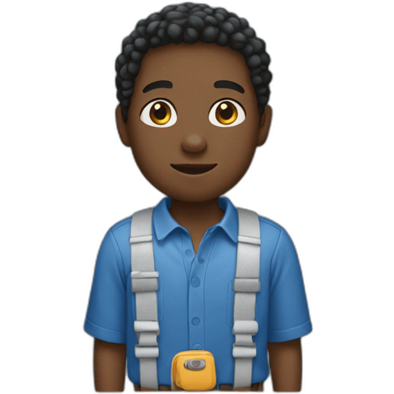 black boy wearing a blue full shirt emoji