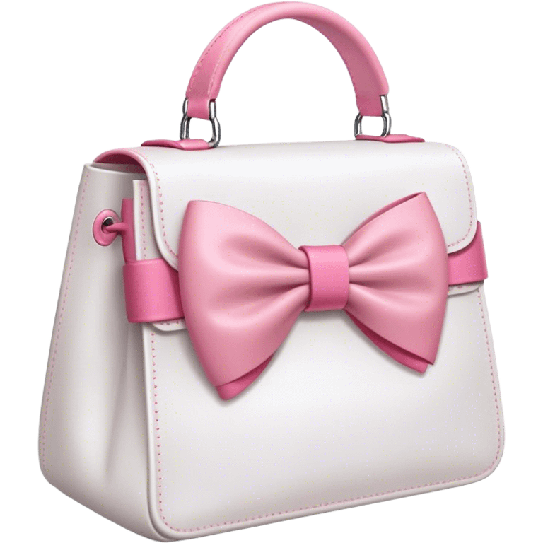 A white bag with a pink bow on the strap emoji