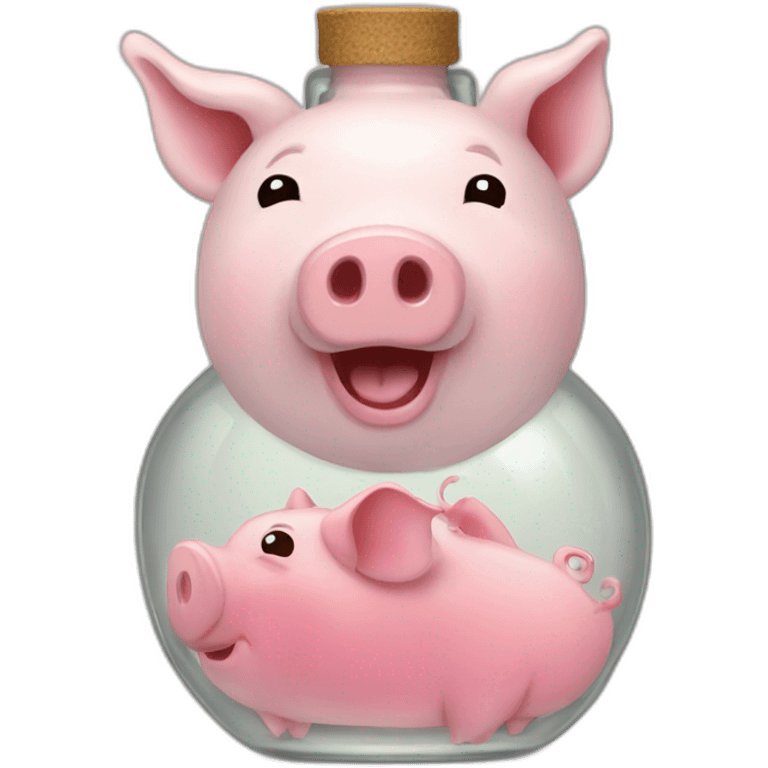 A pig in a bottle emoji