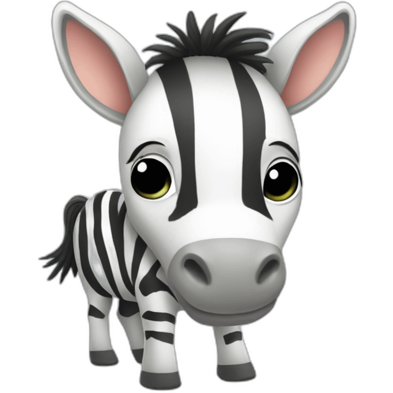 Cute donkey with white zebra stripes living in jungle emoji