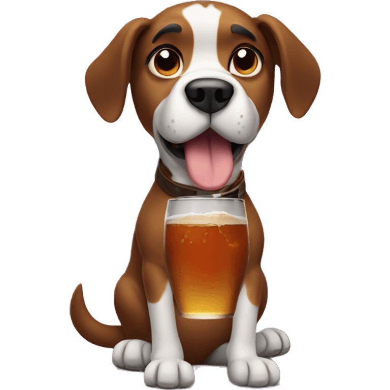 Dog holding rum emoji