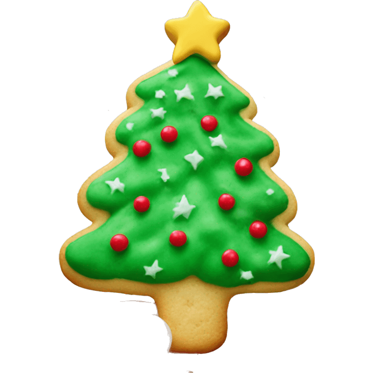 Adorable realistic sugar cookie shaped like Christmas tree emoji