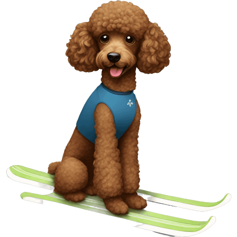 Brown poodle skiing emoji