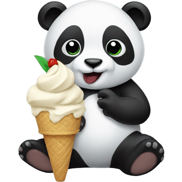 Panda eating ice cream emoji