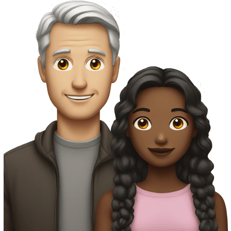 middle age white man and young black woman emoji