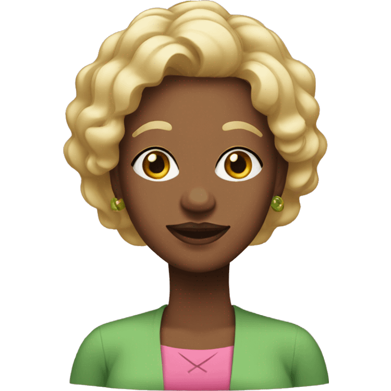 Older black woman with short golden blonde wearing pink and green hair emoji