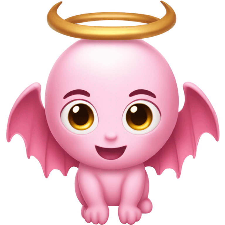 Light pink cute devil with halo and angel wings emoji