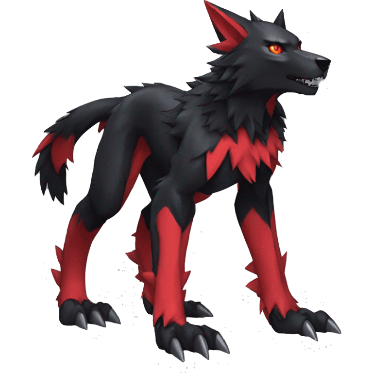  Cool Edgy Black Red Digimon-Fakemon-Garurumon-Loogamon-Wolf full body emoji