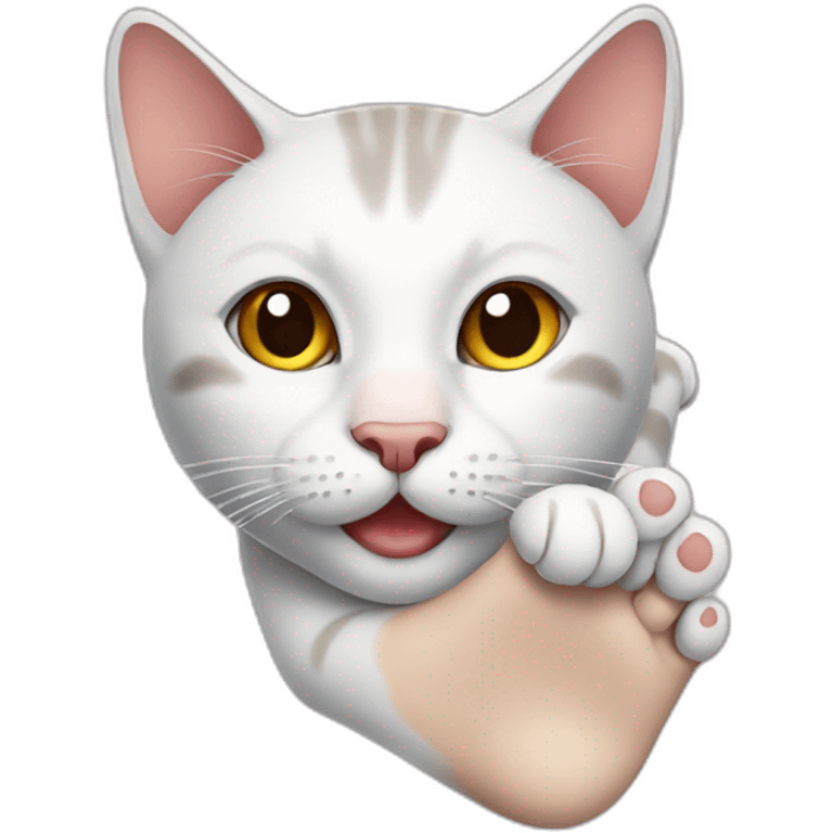 Cat holding foot emoji