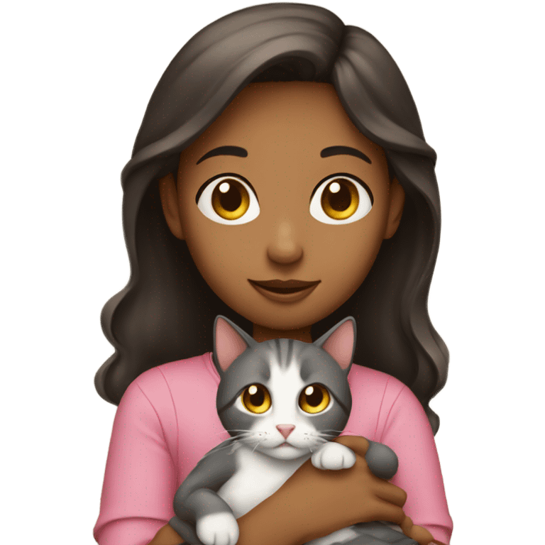 Girl holding a cat emoji