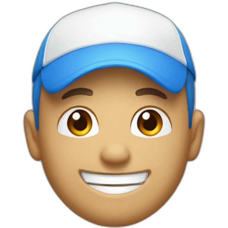 face smiling with a white cap and a blue shirt emoji